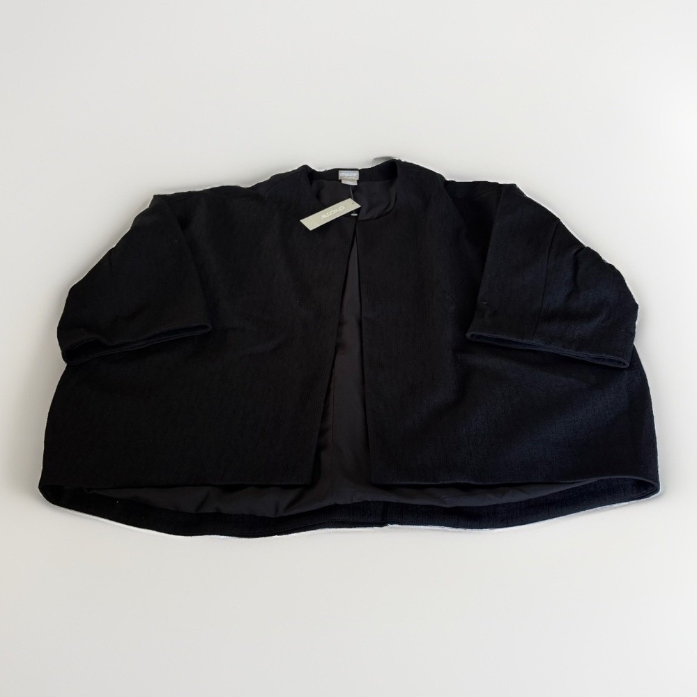 Women's L 12 Chico's  2  Black Travelers Crinkle Jacket Blazer Stretch